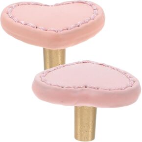 2pcs Heart-Shaped Brass Cabinet Wardrobe Door Handles Single Hole Leather Drawer Pulls for ’ Room Dresser Hardware Furniture Accessories Pink in Saudi Arabia