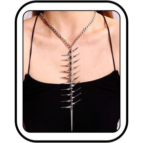 Punk Spike Necklaces Thorn Barbed Wire Necklace Chainmail Goth Grunge Necklaces Alt Hippop Punk Long Back Necklace Y2K Stainless Steel Jewelry for Women&Men in Kuwait