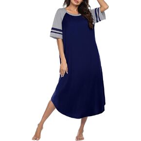 Ekouaer Nightgowns for Women Cotton Long Night Gowns Plus Size Moo Moos Short Sleeve House Dress Soft Sleep Shirts S-5XL in Saudi Arabia
