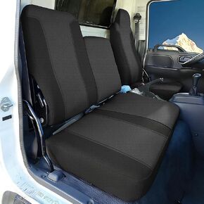 Seat Covers for Isuzu NPR 40/60 Split Bench Custom 1995 1996 1997 1998 1999 2000 2001 2002 2003 2004 2005 Knitted Fabric with Soft Foam Padding Breathable Faux Leather Black in Saudi Arabia