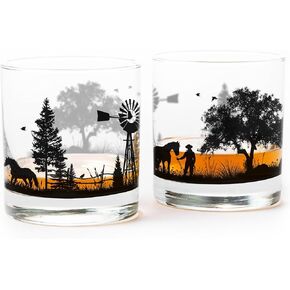 Black Lantern Whiskey Glasses – Mountain Range Rock Glass Set – Set of 2-11oz. Tumbler Glasses - Barware and Kitchen Glasses - Drinking Glasses - Glassware for Scotch Bourbon and Whiskey in Saudi Arabia