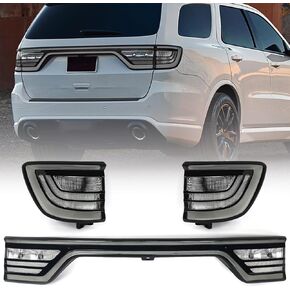 3PCS Tail Light Set Assembly Compatible for Dodge Durango 2014-2022 LED Smoked Black Rear Lamp Left Driver Side + Right Passenger Side + Center in Kuwait