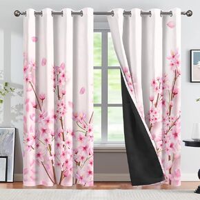 CSFOTO Watercolor Flowers Blackout Curtains for Bedroom Spring Plant Flowers Living Room Decoration Curtains 2 Panels Set, Thermal Insulated Light Blocking, 42x84 Inches in Kuwait