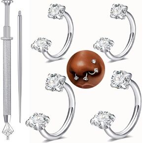 QWALIT 20g 7mm 8mm Horseshoe Nose Ring for Women Surgical Steel Double Stud Gem Horse Shoe Nose Piercing Half U Shape Nostril Hoop Tragus Daith Helix Earring Silver Cartilage Piercing Jewelry 20 gauge in Kuwait