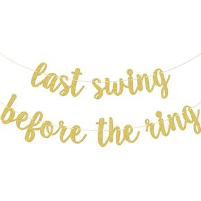 لافتة Last Swing Before the Ring، ديكور حفلات العزوبية، ديكورات حفلات الزفاف الرياضية من Pickleball Golf Tennis، ذهبي لامع in Kuwait