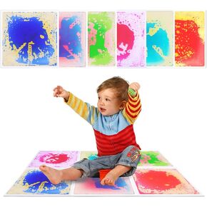 Sensory Floor Tiles Liquid: Sensory mats Textured Calming Toys Water Sensory Toys for Kids 8-12 Playroom Dance Floor Square 30 x 30 cm Colourful 4 Tiles in Saudi Arabia