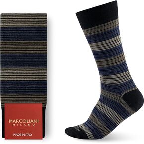Marcoliani Milano Made in Italy - Mens Dress Socks | Essence of Extrafine Merino Wool - Scala Stripe Elegance in Kuwait