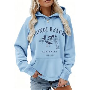 BINTEHGS Oversized Graphic Hoodies Palm Beach Hoodie Women Preppy Pullover Sweatshirt Letter Print Casual Sweatshirts Tops in Kuwait