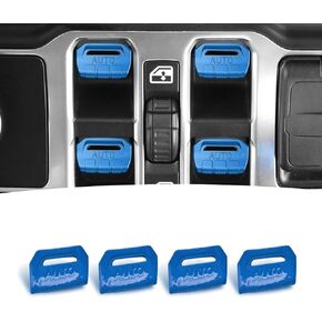 4 PCS Car Window Button Covers, Scratch Resistant Center Console Switch Protective Cover, Self-adhesive Waterproof Decorative Interior, Compatible with Wrangler JL JK 2018-2024 (Red) in Kuwait
