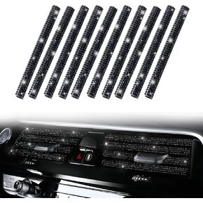 10 قطع من فتحات تهوية السيارة بمشبك على شكل حرف U، شريط تزيين مرن لمكيف هواء السيارة قابل للقطع، ملحقات عالمية للسيارة للنساء والفتيات (أسود) in Kuwait