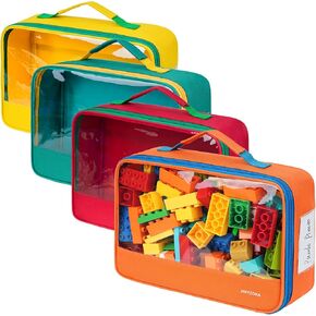 4 Pack Toy Storage Bags, Classic Travel Organizer Case with Zipper Fits for Lego Bricks, Magnetic Tiles, Board Game, Puzzles, Toy Cars and Building Blocks in Kuwait