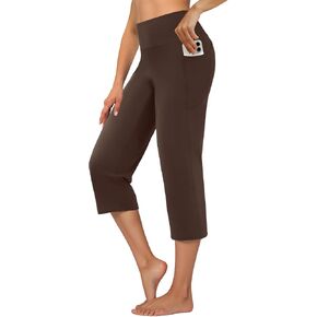 Capri Pants for Women High Waist Cropped Yoga Pants Straight Leg Athletic Workout Leggings with Pockets in Kuwait