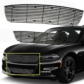 Front Grille Compatible with 2015-2018 Dodge Charger/19 Charger SXT W/O Adap Ctrl Black Billet Grill Main Upper Lower Bumper Grill Combo in Kuwait