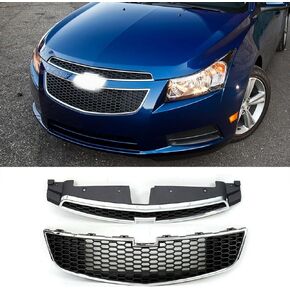 Front Bumper Upper Grille+ Lower Grill Set Compatible with 2011 2012 2013 2014 Chevy CRUZE Eco LS LT LTZ Black in Kuwait