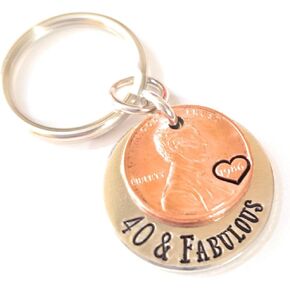 40 & Fabulous Coin Key Chain with a 1983 Lucky Penny for 40th Birthday Gift for Her in Saudi Arabia