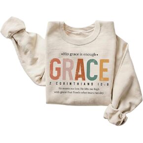 FITIN His Grace Is Enough Christian Sweatshirt – 2 Corinthians 12:9 Faith-Inspired Neutral Crewneck in Kuwait