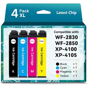 معاد تصنيعها لخراطيش الحبر 212XL لحزمة التحرير والسرد لخراطيش الحبر Epson 212 لطابعة 212 XL T212 T212XL لطابعة Expression Home XP-4100 XP-4105 Workforce WF-2830 WF-2850 (4 عبوات) in Kuwait