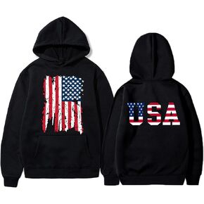Vivimeng USA Sweatshirt Hoodie for Men American Flag Sweater Women Casual Long Sleeve Pullover Unisex USA Sweater Hooded in Kuwait