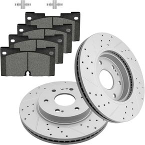 Front Drilled & Slotted Disc Brake Rotors and Ceramic Brake Pads kit for 2019-2022 Chevrolet Silverado 1500, 2021-2024 Suburban, Tahoe, 2021-2023 Cadillac Escalade in Kuwait