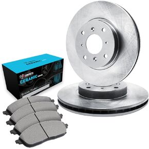 R1 Concepts Front Brakes and Rotors Kit |Front Brake Pads| Brake Rotors and Pads| Ceramic Brake Pads and Rotors|fits 2014-2020 Honda City, Fit in Kuwait