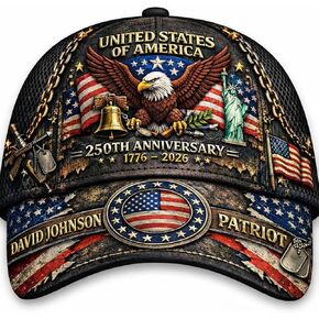 250th Anniversary USA Hat - Custom United States 250th Anniversary Hat 3D Printed Baseball Cap in Kuwait