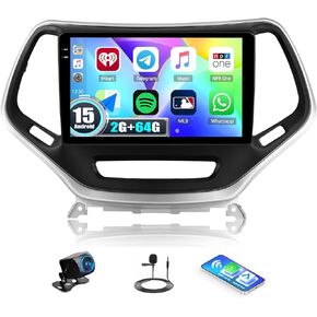 2G+64G for Jeep Grand Cherokee 2008 2009 2010 2012 2013 Android Car Stereo Wireless Apple CarPlay Android Auto 9 Inch Touch Screen GPS Navi HiFi Audio Bluetooth Mirror Link FM WiFi+Backup Cam&Mic in Saudi Arabia