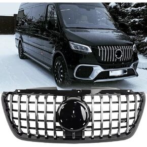 Compatible with Mercedes Benz 2019 2020 2021 2022 2023 2024 Sprinter/eSprinter W907/910 1500 2500 3500XD 4500 GT Style Front Bumper Grille Black with Black Trim grill in Kuwait
