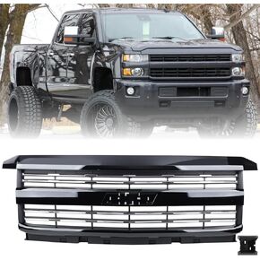 Glossy Black Bumper Grille Compatible With 2015-2019 Chevy Silverado 2500 3500 HD Front Bumper Grill Replacement 23335302 23335298 GM1200839 in Kuwait