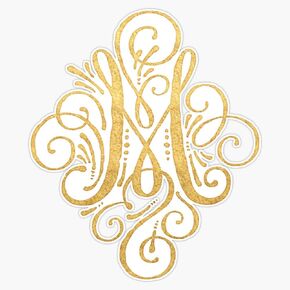 Golden Monogram Letter M Sticker Bumper Sticker Vinyl Decal 5 in Kuwait