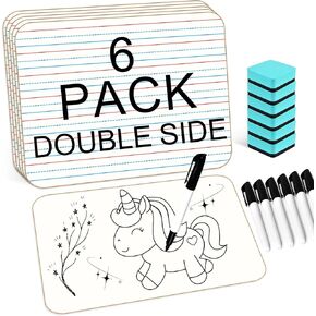 6 عبوات من ألواح بيضاء صغيرة مع خطوط مقاس 9 × 12 بوصة مزدوجة الجوانب صغيرة قابلة للمسح الجاف للفصل الدراسي حزمة محمولة قابلة للمسح الجاف لمستلزمات المعلمين للأطفال مع 6 محايات و6 أقلام تحديد in Kuwait