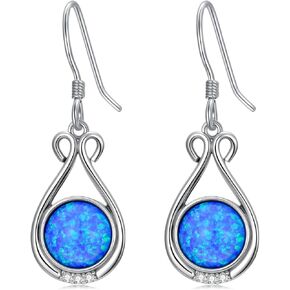 Blue Opal Earrings for Women 925 Sterling Silver Dainty Bule Opal with Diamonds Dangle Earrings Birthday Christmas Jewelry Gift for Wife Her in Kuwait