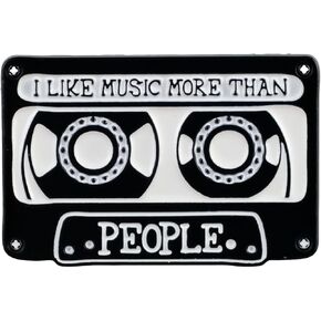 I Like Music More Than People Retro Musician Sarcasm Enamel Pin, Sarcastic Introvert Music Lover Pin Brooch, Vintage Cassette Brooch Badge For Classic Music Nostalgia, Sarcastic Anti-Social Audiophile Badges, Funny Audio Musician Gift, Nostalgic Audio Ent in Saudi Arabia