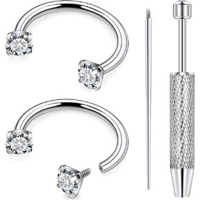 20G 18G 16G 14G Horseshoe Septum Nose Ring Piercing Jewelry F136 Titanium Internal Thread Circular Barbell Daith Rook Earring Smiley Snake Bite Lip Ring Piercing Jewelry for Women Silver Gold in Kuwait