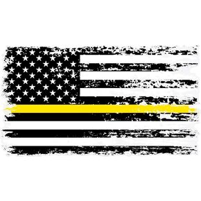 Stickios 911 Dispatcher Sticker - Tattered American Flag Thin Yellow Line Decal for Cars, Trucks & Vehicle Windows - Made in USA (5.9x3.3 inches) in Kuwait