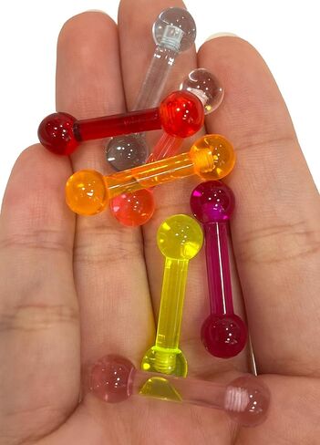 Satix 6G External Threaded UV Reactive Glow In The Dark Acrylic Straight Barbell Tongue Ring Piercing Bar 5/8 Inch (15mm) in Saudi Arabia