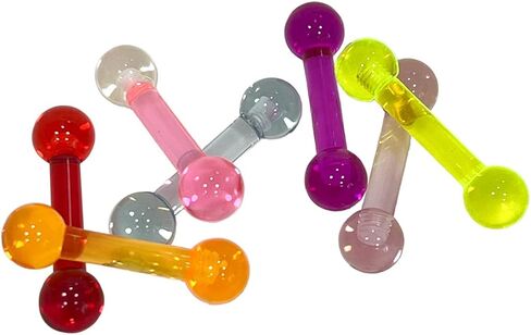 Satix 6G External Threaded UV Reactive Glow In The Dark Acrylic Straight Barbell Tongue Ring Piercing Bar 5/8 Inch (15mm) in Saudi Arabia