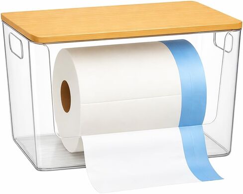 2 حزمة صناديق تخزين قابلة للتكديس مع أغطية الخيزران ، وحاويات تخزين بلاستيكية مع مقبض ، مثالية للمخزن ، الحمام ، المطبخ ، خزانة ، خزانة ، منظم الثلاجة والتخزين in Kuwait