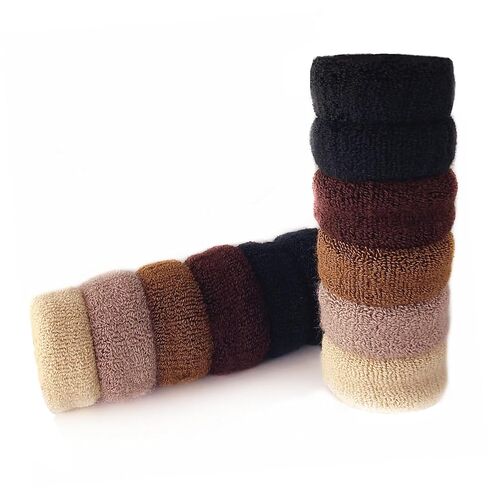 MARY LAVENDER Large Stretch Terry Cloth Hair Ties and Ponytail Holders - Thick Hair Elastics, Knit Scrunchies for All Hair Types, Hair Accessories for Women, Girls, Kids (12-Pack) in Saudi Arabia