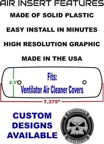 Kustom Cycle Parts Custom Text Air Cleaner Cover Insert. Replaces Stock Harley Davidson Ventilator M8 / 114 Air Insert. in Saudi Arabia