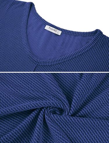 Poetsky Womens Fashion Oversized Tunic Tops Ribbed Batwing 3/4 Sleeve Casual Corded Textured Split Hi-Lo Hem Shirts Blouses in Saudi Arabia