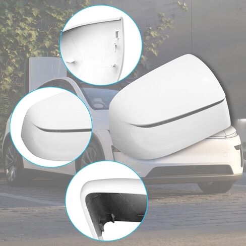Jaronx Compatible with Tesla Model Y Mirror Cover Replacement Juniper 2025 2026, Right Passenger Side Clip-on Rear View Mirror Cover Cap for Model Y Juniper Accessories 1963539-D0-B (Pearl White) in Saudi Arabia