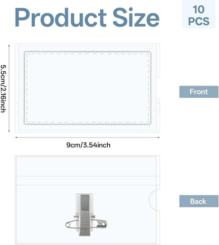 10 Pcs Pin Style Name Badge Holders Clear Name Tags Holder with Pin Clear Plastic Tag Holder Horizontal Badge Holders with Inserts Badges Sleeve for Meeting Seminar Show Event in Kuwait