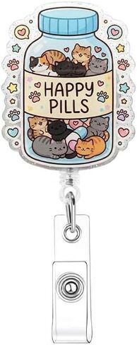 Cat Badge Reel Pharmacy Badge Reel RN Nurse Badges Holder, Pharmacy Tech Badges Clip, Mental Health Retractable Name ID Holder, Cat Lover Reels Clip in Kuwait