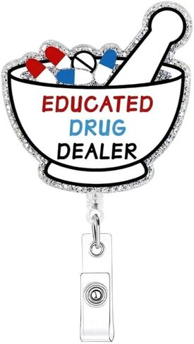 حامل شارات الصيدلة بكرة شارة الصيدلة من Cat Badge Reel RN، مشبك شارات تكنولوجيا الصيدلة، حامل معرف الاسم القابل للسحب للصحة العقلية، مشبك بكرات محبي القطط in Kuwait