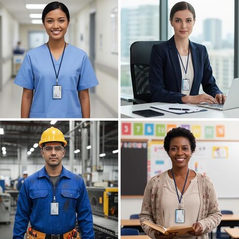 2-Pack Blank ID Badge Holders for Sublimation - Waterproof PU Leather, Heat Transfer Ready Card Blanks for Custom Work Badges, Office, Events & Hospitals in Kuwait