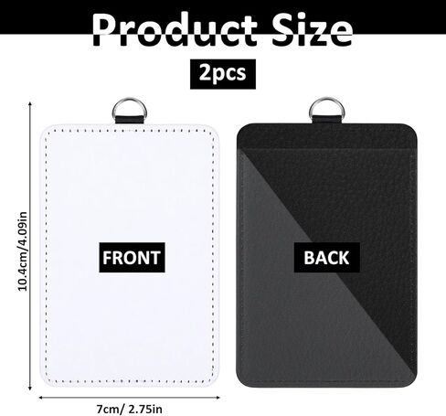 2-Pack Blank ID Badge Holders for Sublimation - Waterproof PU Leather, Heat Transfer Ready Card Blanks for Custom Work Badges, Office, Events & Hospitals in Kuwait