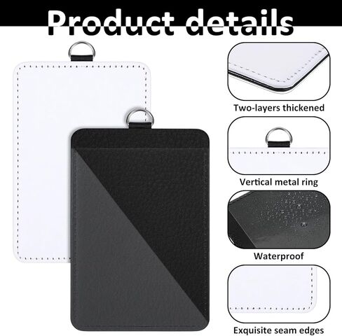 2-Pack Blank ID Badge Holders for Sublimation - Waterproof PU Leather, Heat Transfer Ready Card Blanks for Custom Work Badges, Office, Events & Hospitals in Kuwait