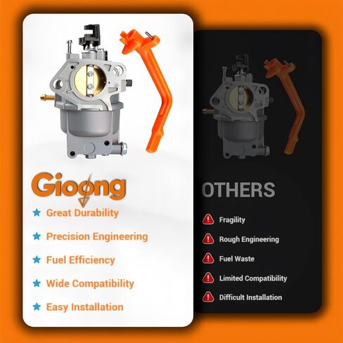 GP5500 Carburetor for 0J58620157 Generac GP5500, GP7500E, GP6500, GP6500E, GP5000, RS5500, Huayi, Ruixing - Fits 13HP-16HP, 188F, 190F, 5KW-6.5KW Generator in Kuwait