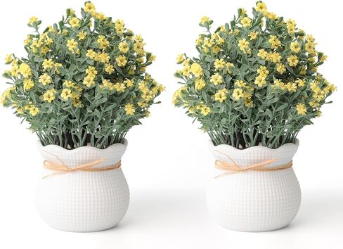 2 حزمة نباتات مكتبية صغيرة، نباتات حمام صناعية ديكور مع زهرة في أواني بلاستيكية عتيقة، نباتات صناعية داخلية لديكور الرف في المكتب المنزلي، وديكور الربيع (أرجواني) in Kuwait