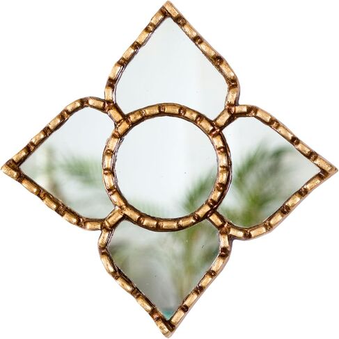 Handmade Diamond mirror on the wall home room decor - Peruvian Painted glass mirror wall art decor - Decorative mirror wall living room (Gold) in Kuwait